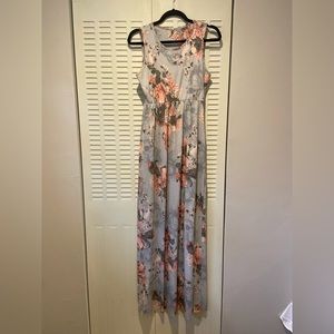 Pink blush maternity maxi floral dress